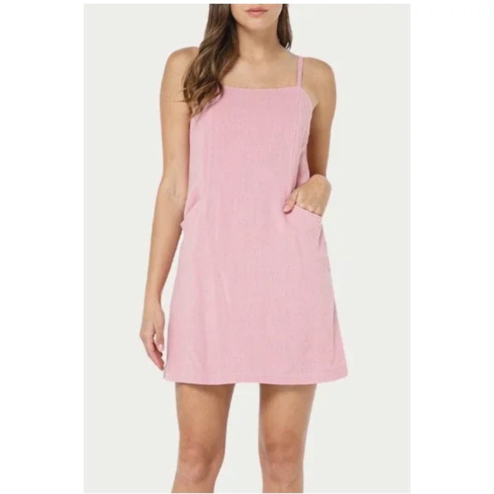 Fore Pink Linen Blend Mini Dress